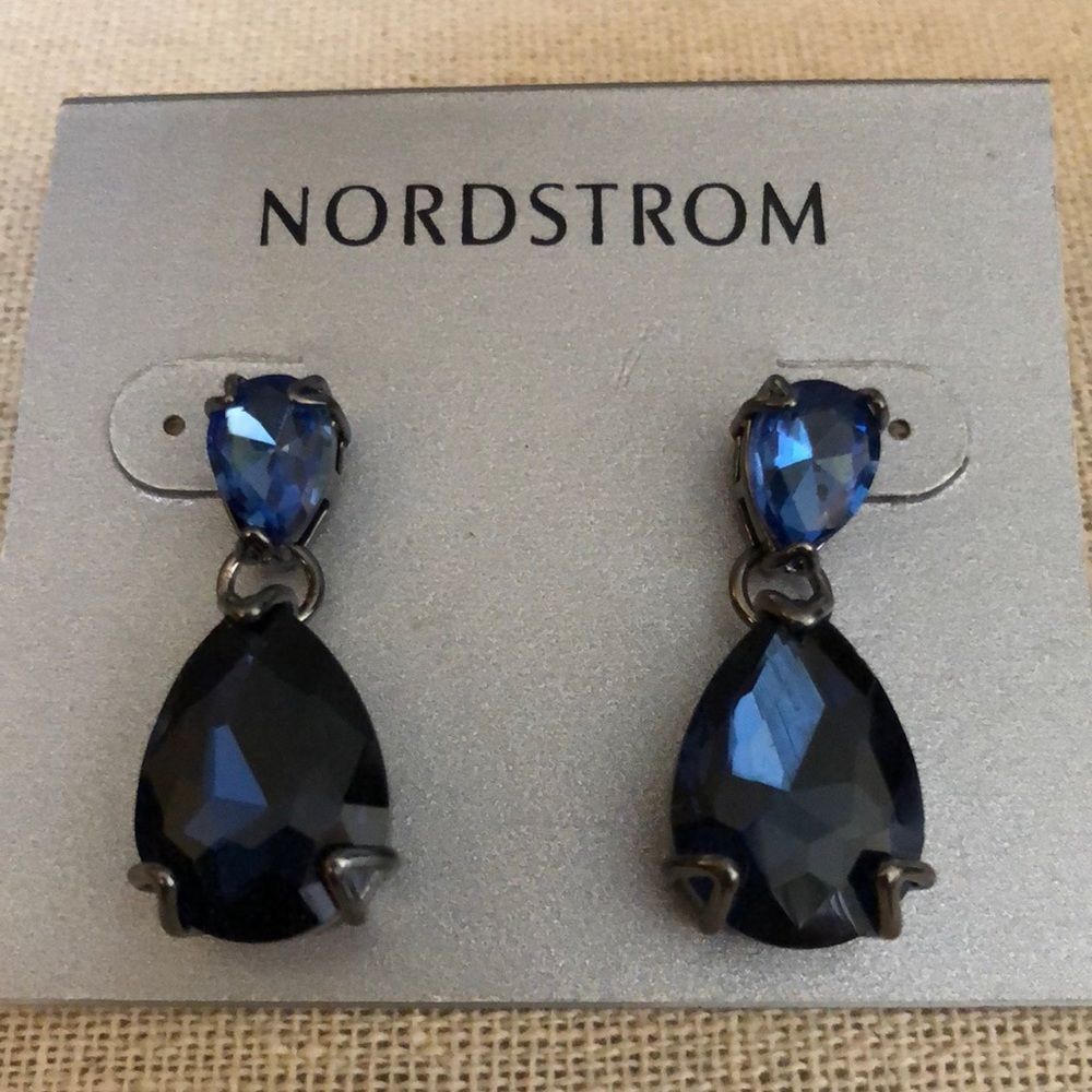 Nordstrom Collection Navy Ombré Crystal Teardrop Earrings